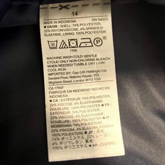 GAP Women's NWT Navy Blue Two Button Blazer Size 14 - Picture 8 of 8